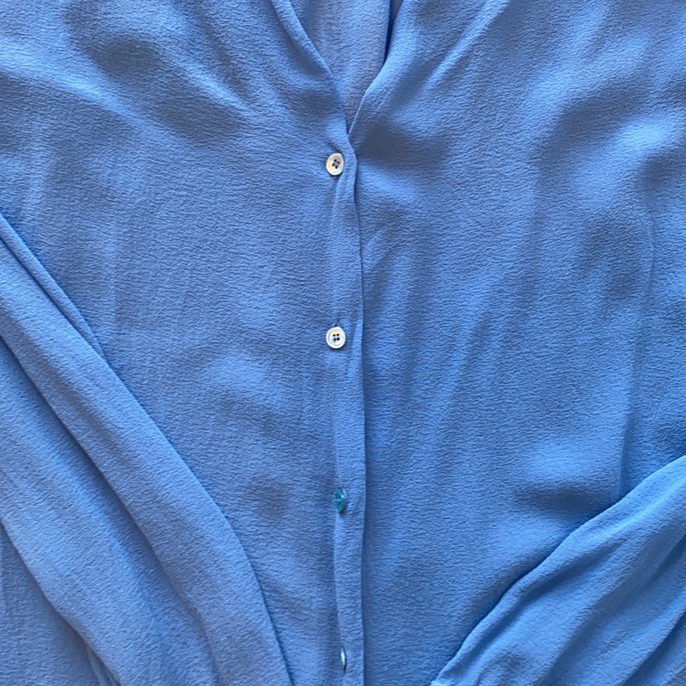 Wilfred Blue Long Sleeve 100% Silk Blouse - Picture 4 of 10